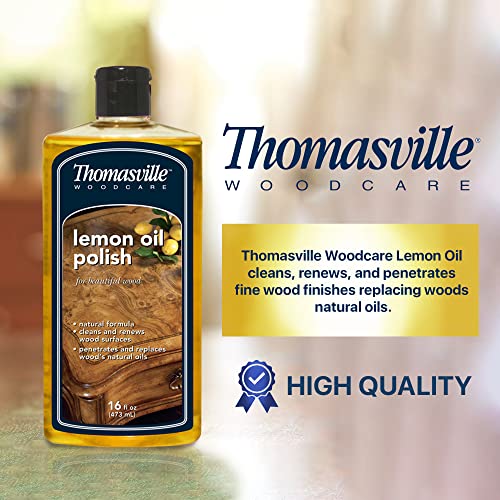 THOMASVILLE LEMON OIL POLISH - Natural Lemon Scented Wood Cleaner & Furniture Polish, Cleans, Renews, Restores & Rejuvenates Wood Surfaces, Protects - WoodArtSupply