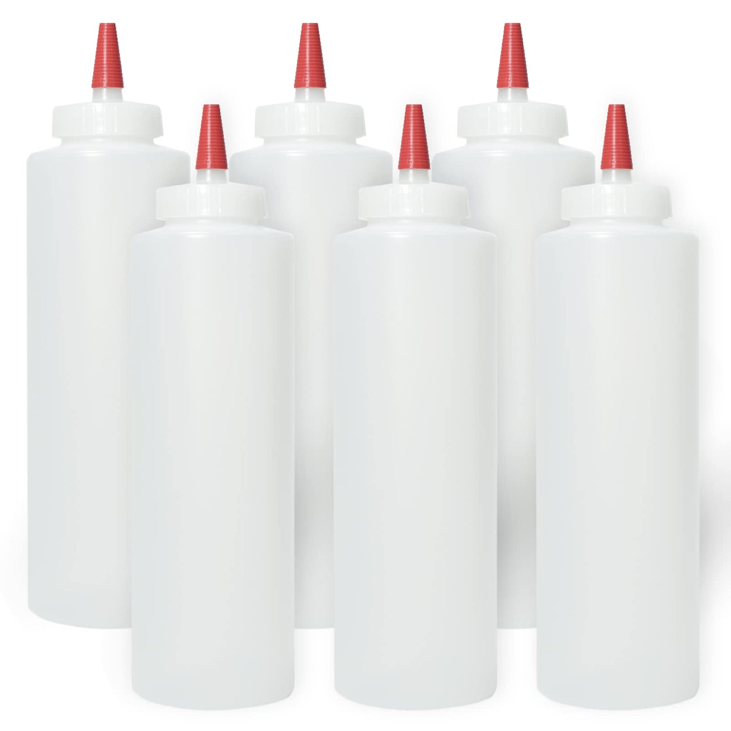 Pinnacle Mercantile Plastic Squeeze Condiment Bottles with Red Tip Cap 16-ounce Set of 6 Wide Mouth Pinnacle Mercantile