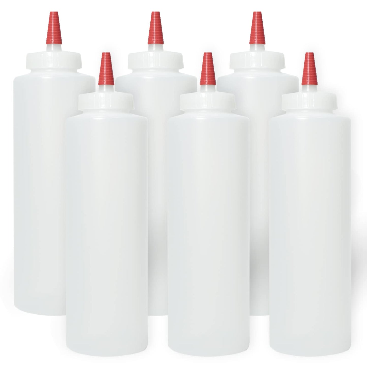 Pinnacle Mercantile Plastic Squeeze Condiment Bottles with Red Tip Cap 16-ounce Set of 6 Wide Mouth - WoodArtSupply