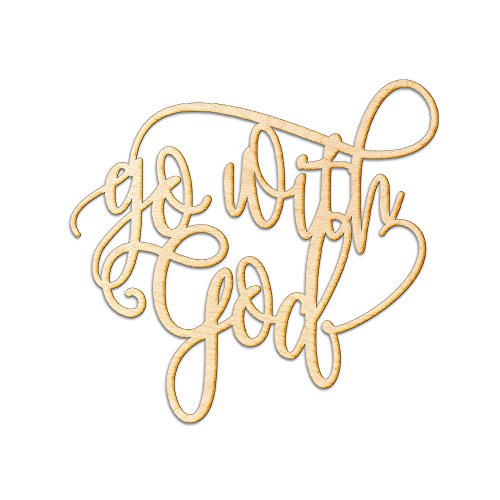 Woodums Go with God Wood Sign Décor Wall Art for Gallery Wall - Unfinished 24" Wide x 23" Tall Woodums
