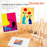Shuttle Art 69 Pack Acrylic Paint Set, Acrylic Painting Set with 2 Pack of 15 Colors Acrylic Paint, 3 Sets of Wooden Easels, Canvas, Brushes & Shuttle Art