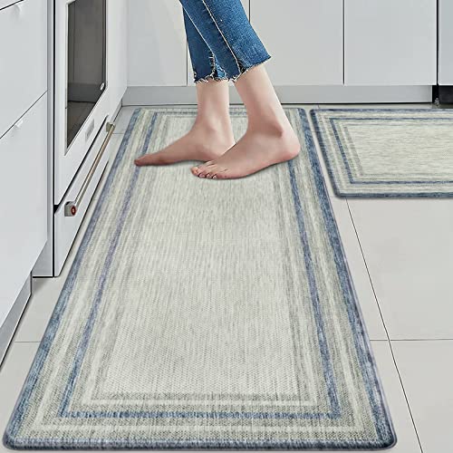 KIMODE Anti Fatigue Kitchen Mat 2PCS,Non-Skid Waterproof Kitchen Rugs,Farmhouse Kitchen Mat for Floor,Cushioned Comfort Foam Standing Mat for - WoodArtSupply