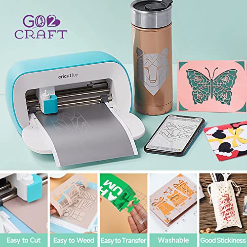 GO2CRAFT Accessories Bundle for Cricut Joy, 70Pcs Ultimate Accessories and Supplies with Adhesive Vinyl Sheets, Folded Card Stock, Card Mat, Weeding - WoodArtSupply