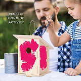 Neliblu 6 DIY Wooden Birdhouses - Kids Bulk Arts and Crafts Set, Crafts for Adults - with Unfinished Wood Birdhouse Kits, Paint Strips, Brushes and Neliblu