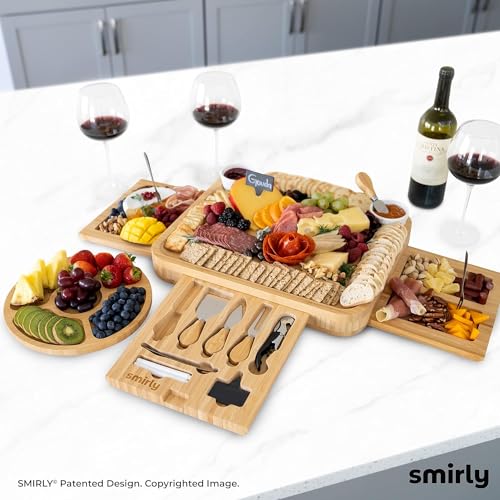 SMIRLY Charcuterie Boards Gift Set: Charcuterie Board Set, Bamboo Cheese Board Set - Unique Mothers Day Gifts for Mom - House Warming Gifts New Home, SMIRLY