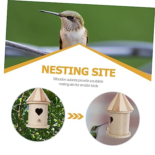 Yardwe 2pcs Bird Nest Unfinished Wood Bird House Bird Houses for Outside Finch Bird Feeder Birdhouse Wood Hanging Bird Water Feeder Outdoor Gardening