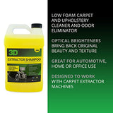3D Extractor Carpet Cleaner Shampoo for Machine Use - Upholstery Cleaner, Stain Remover & Odor Eliminator - Low Foam, No Residue Formula 1 Gallon 3D