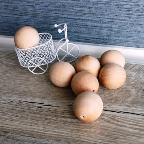 24 Unfinished Wooden Ovals with Holes, 1.7 Inch - Ideal for Wood Crafts, Wooden Beads, Wood Balls AEVVV