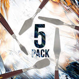 U.S. Art Supply 5-Piece Stainless Steel Palette Knife Set - Flexible Spatula Painting Knives for Color Mixing, Spreading, Applying Oil & Acrylic US Art Supply