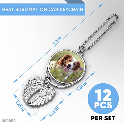 Print Sublimation Blanks Bulk Keychain Making Kit - 12Pcs Car Wing Keychain Charms Angel Wing Ornaments Sublimation Keychain Blanks - Printing Silver NADOBA
