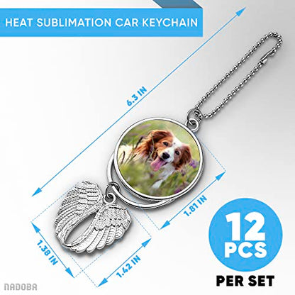 Print Sublimation Blanks Bulk Keychain Making Kit - 12Pcs Car Wing Keychain Charms Angel Wing Ornaments Sublimation Keychain Blanks - Printing Silver - WoodArtSupply