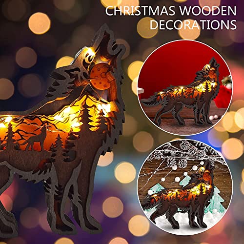 Linwnil Wolf 3D Forest Animal Wooden Wall Sculpture - Multi-Layer Art for Home Decor Linwnil