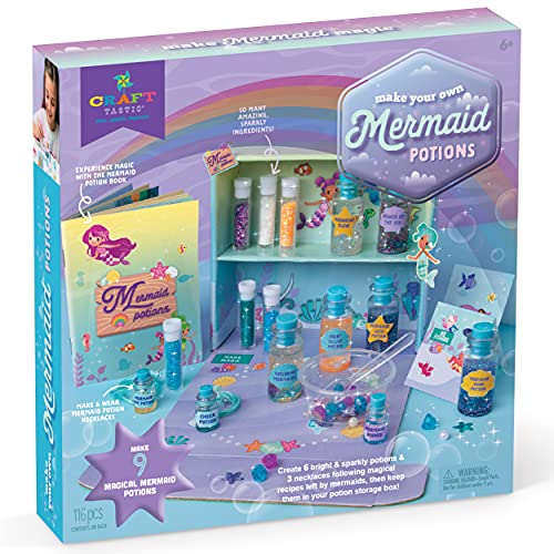 Craft-tastic – DIY Mermaid Potions Craft Kit – Includes Mermaid Potion Book with Magical Recipies, Enchanted Ingredients, Potion Cabinet & More! – Craft-tastic