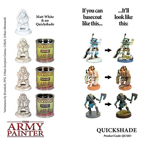 The Army Painter Quickshade Miniature Varnish for Miniature Painting, Dark Tone Model Paint Quickshade Varnish, Pot/Can, 250 ml, Approximately 8.45 - WoodArtSupply