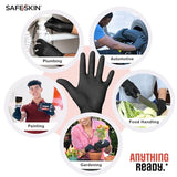 SAFESKIN Heavy Duty Nitrile Disposable Gloves, Pack of 40, Powder Free, Black - Plumbing, Gardening, Painting, Food Handling SAFESKIN