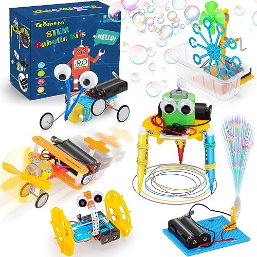 STEM Science Robotics Kit 6 Set Electronic Science Experiments Projects Activities for Kids DIY Engineering Building Kit Age 6-8 8-12 Motor Robot Toy Tsomtto