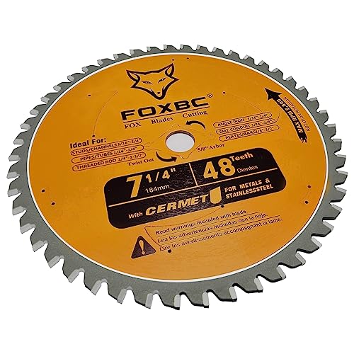 FOXBC 7-1/4 inch Circular Saw Blade Metal and Stainless Steel Cutting 48 Teeth, Replacement for Diablo D0748CF Ceramic Carbide Saw Blade FOXBC