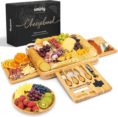 SMIRLY Charcuterie Boards Gift Set: Charcuterie Board Set, Bamboo Cheese Board Set - Unique Mothers Day Gifts for Mom - House Warming Gifts New Home,