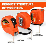 ValueMax Tape Measure 16FT with Fractions 1/8, 3 Pack Retractable Easy Read Measuring Tape, Imperial Pocket Measurement Tape with Metal Belt Clip for ValueMax