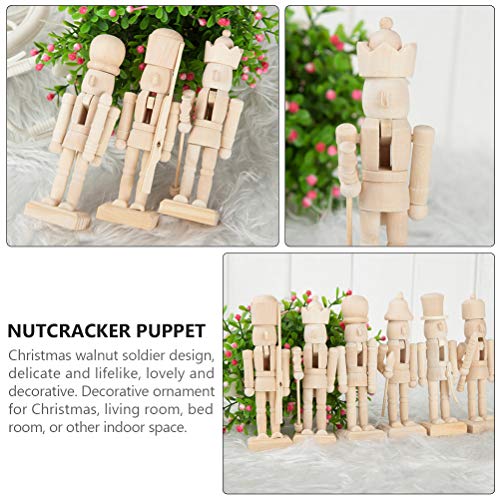 18 Pcs Christmas Puppet Nutcracker Figurine Wood Doll Soldier Decor Wood Nutcracker Unfinished DIY Nutcracker Outdoor Christmas Decorations PartyKindom