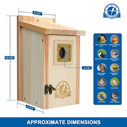 SISTERBIRD Bird Houses for Outside Clearance with Copper Guard, Cedar Bird House Outdoor, Bluebird Finch Swallow Wren Chickadee - WoodArtSupply