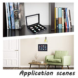 NBEADS Black Velvet Pin Display Case, 11x7.8x1.9 Inch Wall Hanging Brooch Jewelry Storage Case Wooden Presentation Boxes with Glass Window and NBEADS