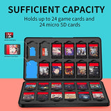 Switch Game Case Holder with 24 Cartridge Slots and 24 Micro SD Card Storage, Slim Portable Game Organizer Traveler Gift Accessories with Magnetic MOSAHOLL