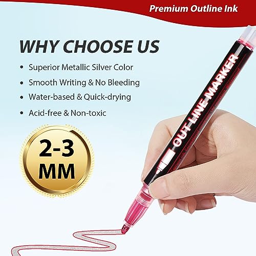 Double Line Outline Markers, 36 Colors Super Squiggles Shimmer Outline  Marker Pen Set, Self Outline Metallic Markers 