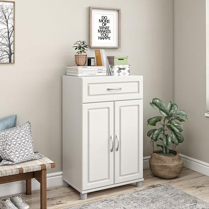 SystemBuild Evolution Kendall 1 Drawer/2 Door Base Storage Cabinet - 15.38"D x 23.44"W x 38.25"H, White