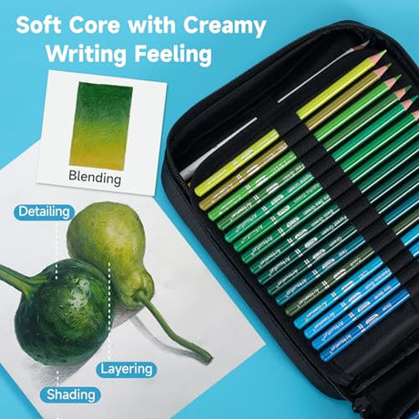 Artownlar Premium 72 Colored Pencils with Coloring Books Set, Artist Soft Core Vibrant Colors, Blending Shading Drawing Sketching Art Supplies, Oil Artownlar
