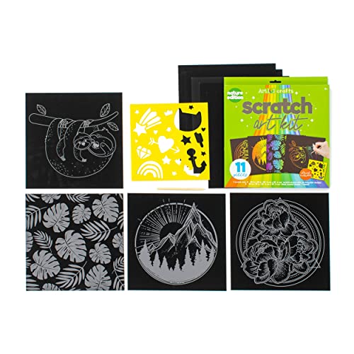 Art 101 USA Crafts 3 Pack Scratch Art Kit with 33 Pieces, Multi - WoodArtSupply