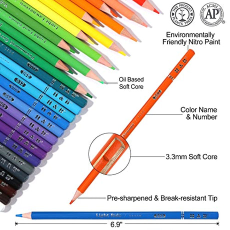 H & B 120-Color Colored Pencils Set with Coloring Book, Eraser, and Sharpener - Perfect for Drawing and Coloring - Soft Oil-Based Cores Ideal for H & B
