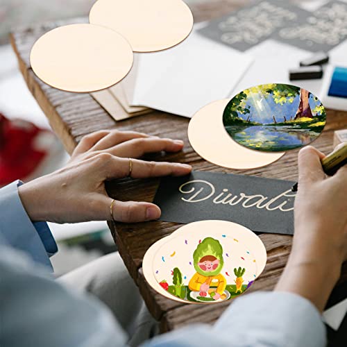 RYKOMO 100PCS Unfinished Wood Circle, 3 Inch Wooden Circles for Crafts Unfinished Blank Wooden Circles Round Disc Blank Natural Wooden Cutout RYKOMO