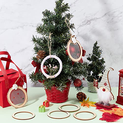 NBEADS 50 Pcs Natural Wood Rings, 2.9" Unfinished Wood Pieces Circle Ornaments Wood Linking Rings Blank Wooden Slices for Painting Christmas Home NBEADS