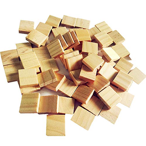 Abbaoww 100 Pcs Wood Blank Letter Tiles Unfinished Blank Wood Squares for Craft, Decoration, Altered Art and Laser Engraving Carving - WoodArtSupply