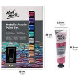 MONT MARTE Premium Metallic Acrylic Paint Set, 8 x 1.02oz (36ml) Tubes, 8 Colors, Suitable for Most Surfaces Including Canvas, Card, Paper and Wood MONT MARTE