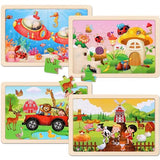 Wooden Puzzles Toys for Kids Ages 3-5, Set of 4 Packs with 24-Piece Farm, Insects, Animals Wood Jigsaw Puzzles, Preschool Educational Brain Teaser NASHRIO