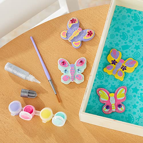 Melissa & Doug Created By Me! Paint & Decorate Your Own Wooden Magnets Craft Kit – Butterflies, Hearts, Flowers - Kids Craft Kits, Great Activity For Melissa & Doug