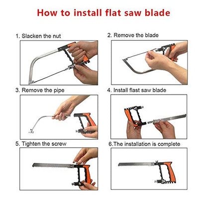 12Pcs Multifunction Handsaw Set,Hacksaw,Coping Saw, Bow Saw, Wood Saw, Steel Saw for Cutting Wood, Tile, Glass, Metal, Plastic, Ceramic Hunting,