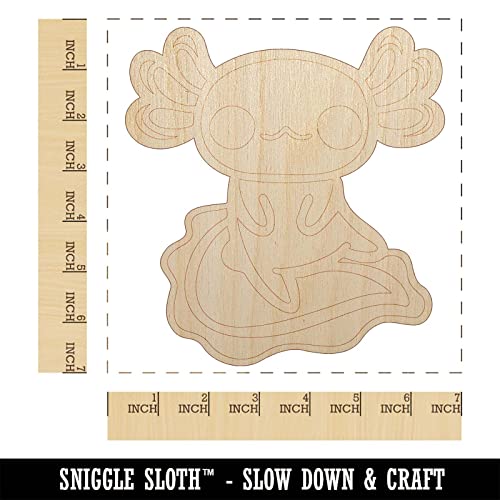 Delightful Kawaii Chibi Axolotl Unfinished Wood Shape Piece Cutout for DIY Craft Projects - 1/4 Inch Thick - 6.25 Inch Size Sniggle Sloth