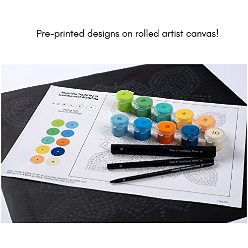 Plaid Sea Turtle Mandala Modern Dot Kit, 14" x 14" Paint by Numbers for Adults and Kids, Easy-to-Follow DIY Crafts, Art Supplies with A Textured Plaid
