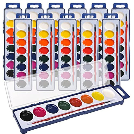 ArtCreativity Watercolor Paint Set for Kids, Set of 12, 8-Colors Painting Kit with Brush, Watercolor Painting Supplies for Boys and Girls, Art Party ArtCreativity