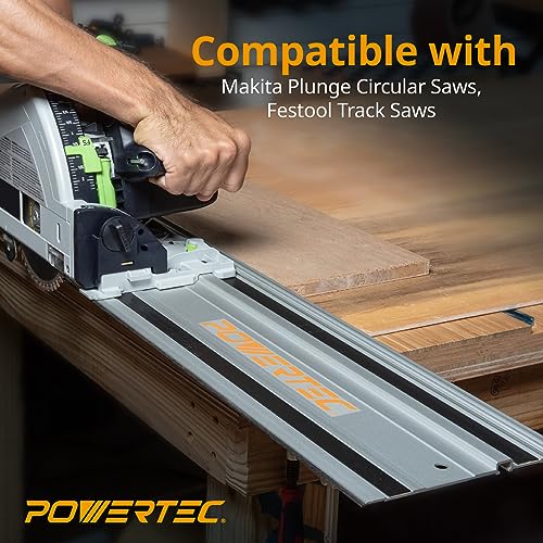 POWERTEC 71885 110" Track Saw Guide Rail Kit for Makita or Festool | Includes 2x55 Guide Rails/Protective Guide Rail Bag/Rail Connectors/2 Tracksaw POWERTEC