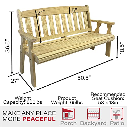 Amish Casual 4-Foot Heavy Duty Mission Garden Bench - Unfinished, 800 lb Capacity Amish Casual