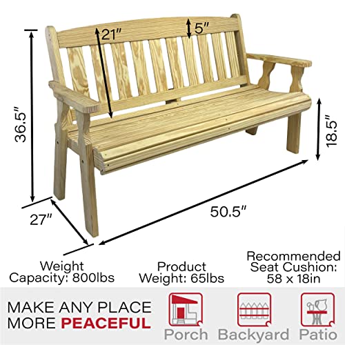 Amish Casual Heavy Duty 800 Lb Mission Pressure Treated Garden Bench (4 Foot, Unfinished)