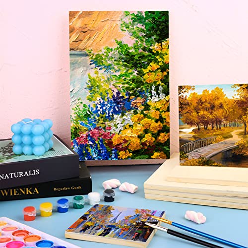 18 Pack Unfinished Wood Canvas Panels Kit Wooden Panel Boards Wood Paint Pouring Panels Wooden Canvas Panels Boards for Painting, Pouring Art, Uoeo