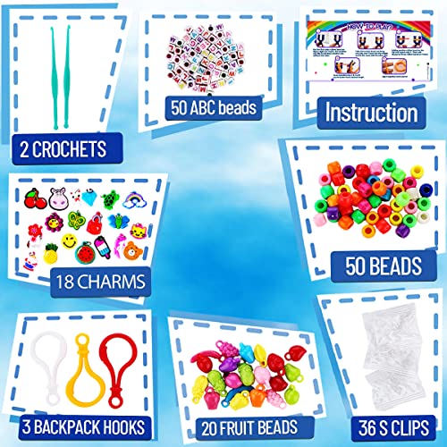 FUNZBO 2200+ Rubber Band Bracelet Kit - Bracelet Making Kit with Letter Beads, Charms and Accesscories, Birthday Gifts, Arts and Crafts for Kids,