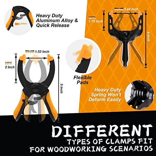 TOLESA Bar Clamps for Woodworking 200N Load Limit Light Duty Quick Grip Clamps 4 Inch Spring Clamps & 5 Inch Ratchet Clamps with Powerful Clamping - WoodArtSupply