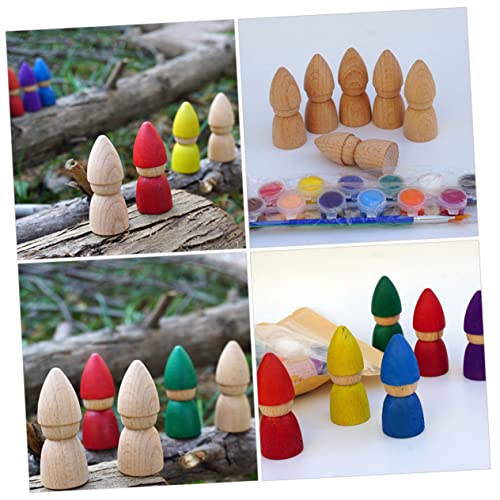 VILLCASE 4pcs Puppet Toys DIY Painting Doll peg Doll kit Family peg Doll Unfinished Doll Toy Unfinished People Wood Rounds Kids playset Home DIY VILLCASE