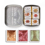 Csy Art Supplies Handmade Watercolors Paint Set - 6 Metallic Gold Colors Half Pans Glitter Solid Water Color- Metal Case Sparkle Pearlescent CSY art gallery